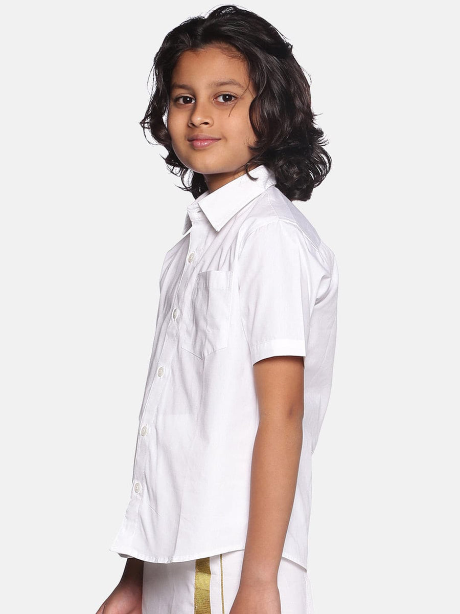 Boys White Colour Cotton Shirt
