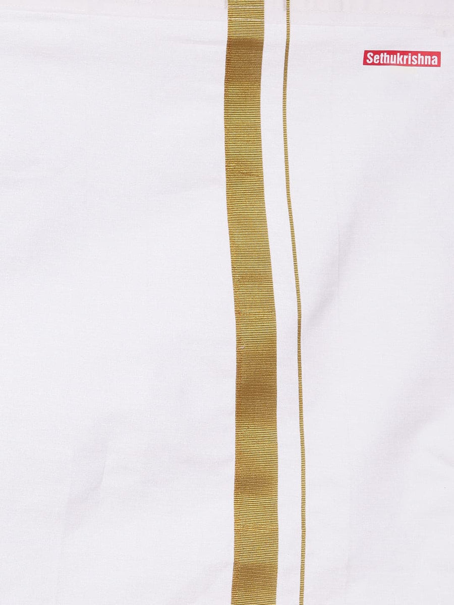 Boys Orange Cotton Readymade Shirt With Dhoti Set