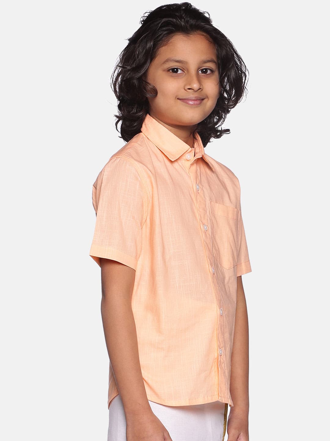 Boys Orange Colour Cotton Shirt.