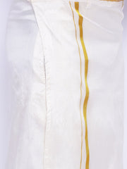 Men Cream Colour Art Silk Readymade Pocket Dhoti.