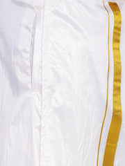 Men Cream Colour Art Silk Readymade Pocket Dhoti