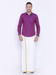 Men Cream Colour Art Silk Readymade Pocket Dhoti