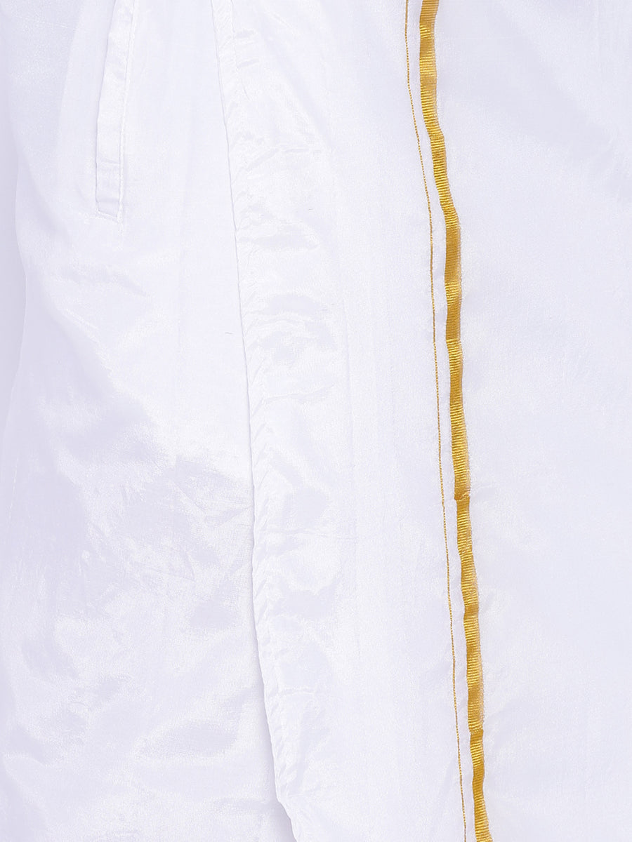 Men Cream Colour Art Silk Readymade Pocket Dhoti