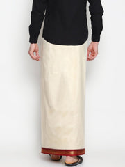 Men Cream Colour Art Silk Readymade Pocket Dhoti
