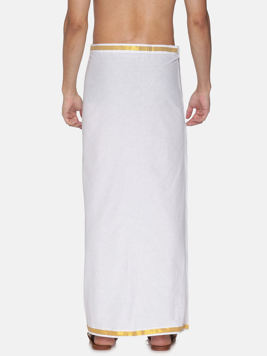 Men White Colour Cotton Readymade Pocket Dhoti