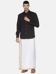 Men White Colour Cotton Readymade Pocket Dhoti