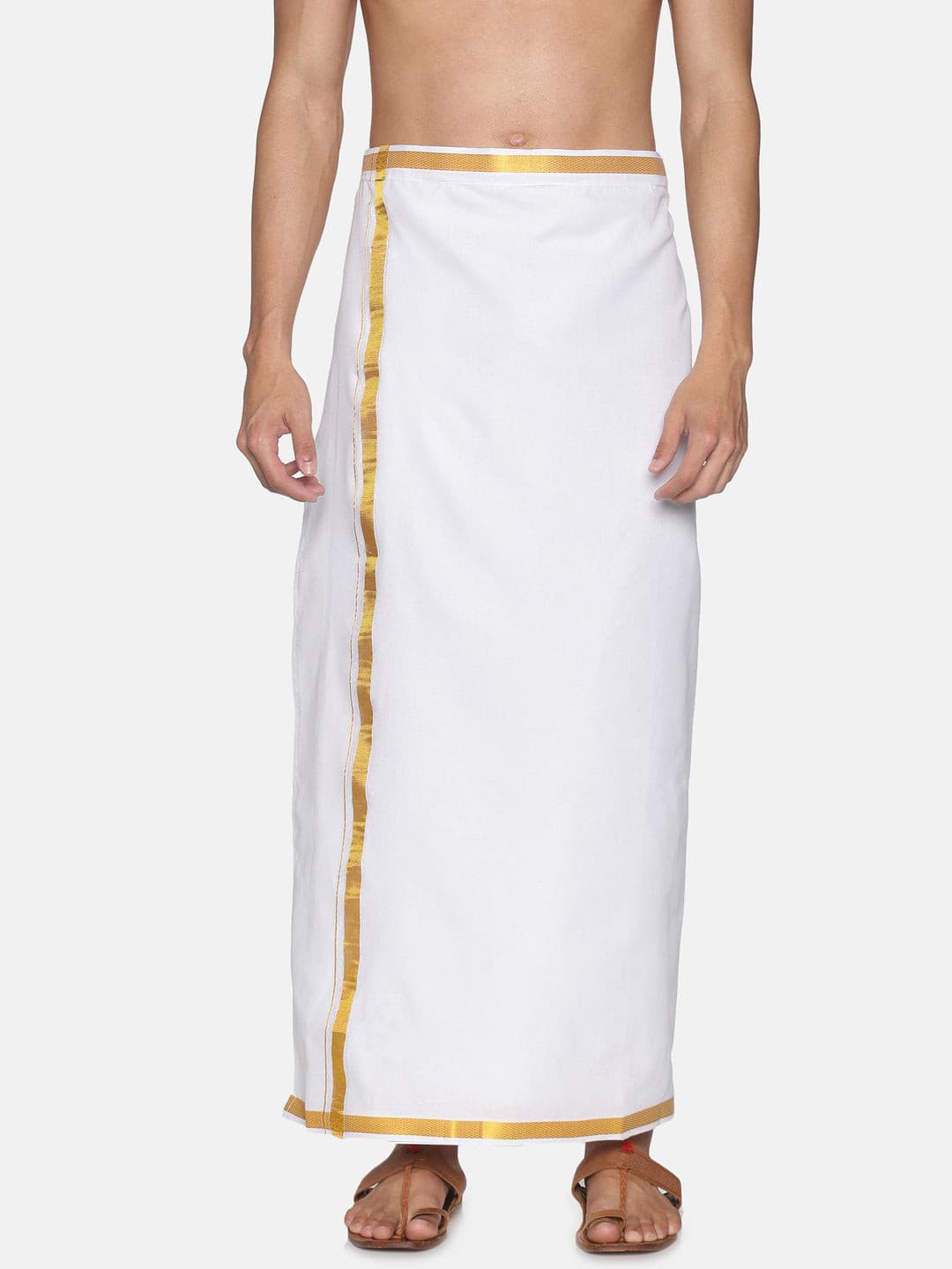 Men White Colour Cotton Readymade Pocket Dhoti