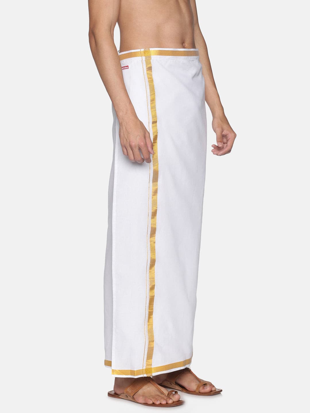 Men White Colour Cotton Readymade Pocket Dhoti