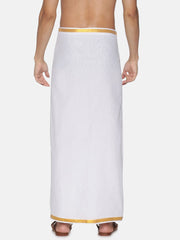 Men White Colour Cotton Readymade Pocket Dhoti