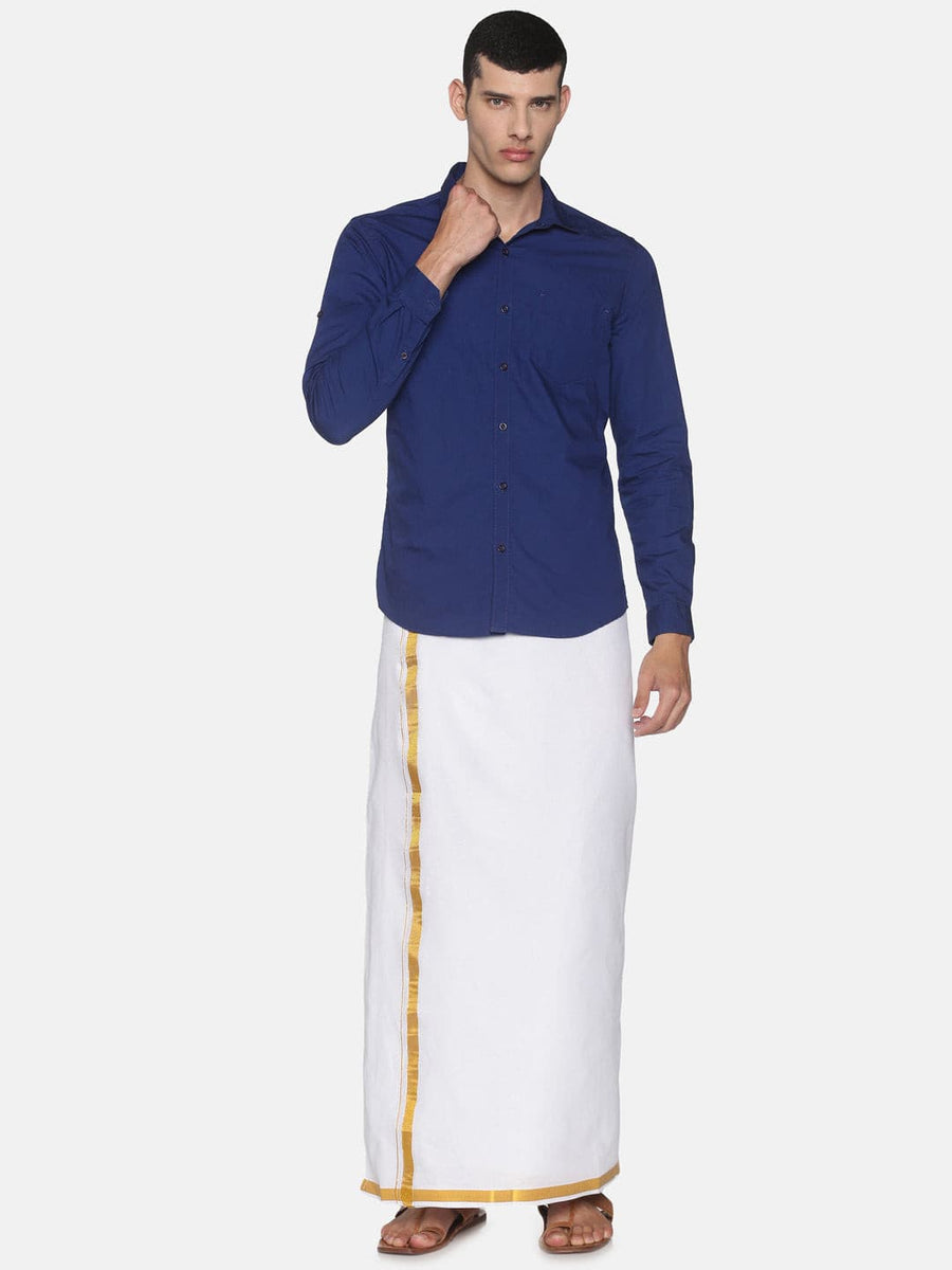 Men White Colour Cotton Readymade Pocket Dhoti