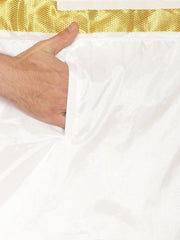 Men White Colour Art Silk Readymade Pocket Dhoti