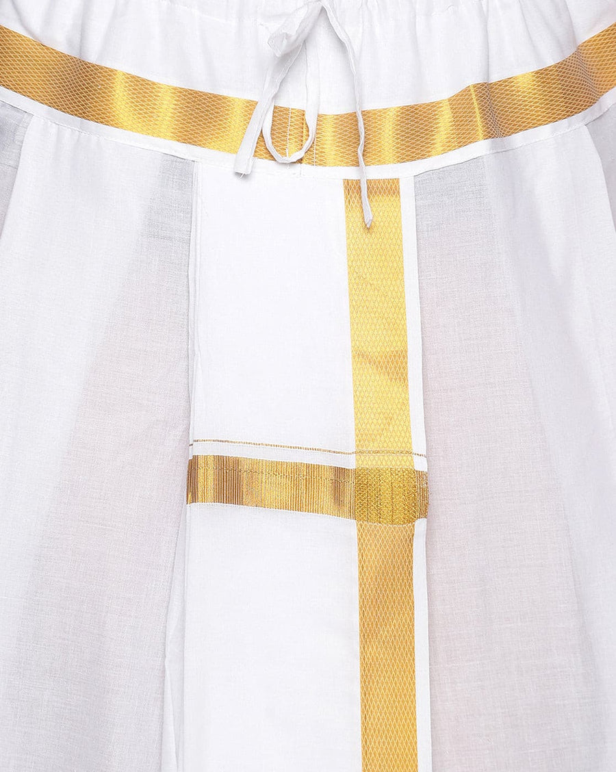 Men White Colour Cotton Dhoti Combo Set.