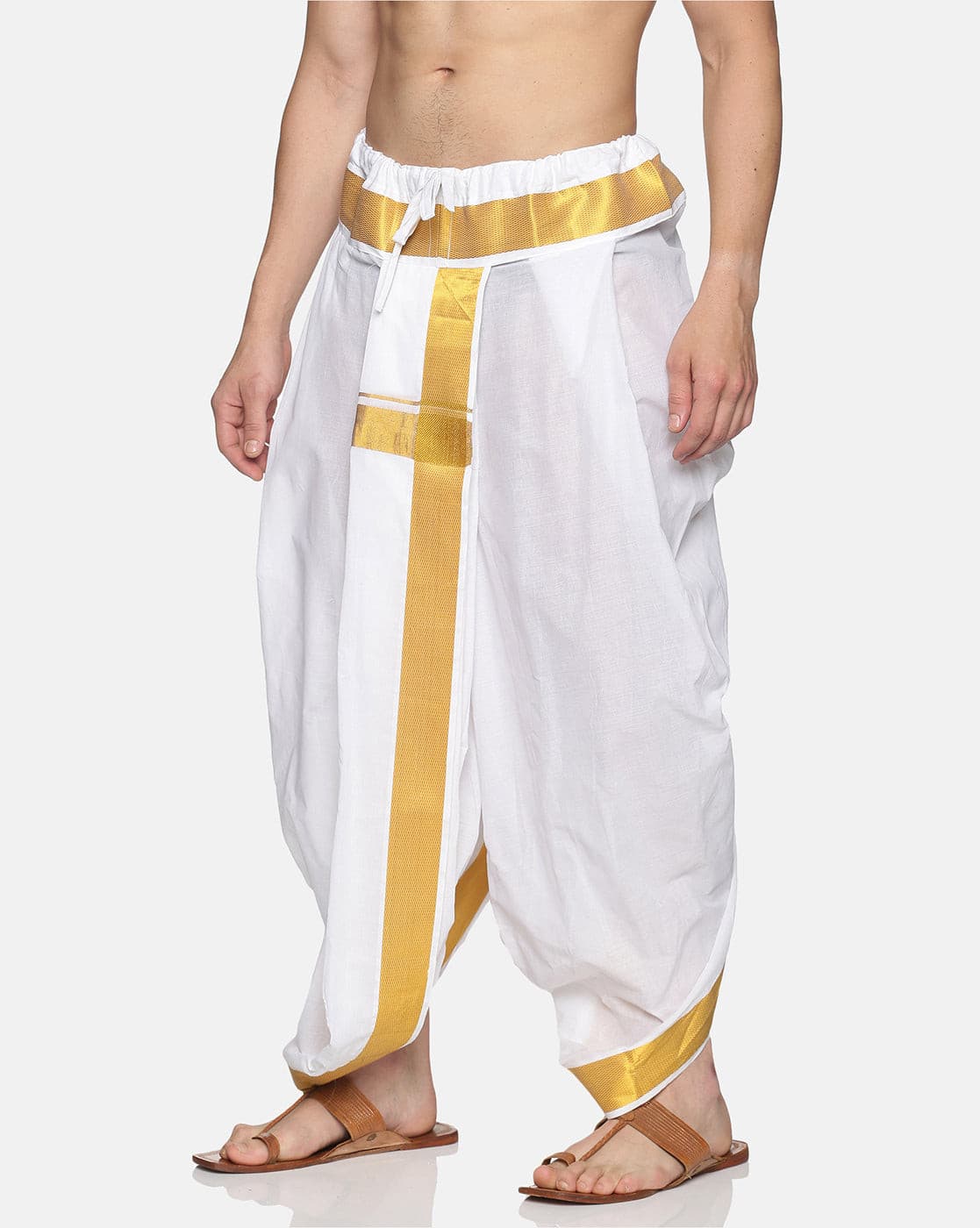 Men White Colour Cotton Dhoti Pant / Panjakejam