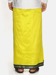 Men Yellow Colour Art Silk Readymade Pocket Dhoti