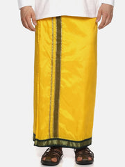 Men Mango Colour Art Silk Readymade Pocket Dhoti