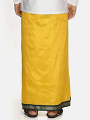 Men Mango Colour Art Silk Readymade Pocket Dhoti.
