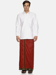 Men Red Colour Art Silk Readymade Pocket Dhoti.