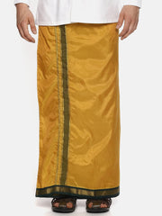 Men Mustard Colour Art Silk Readymade Pocket Dhoti