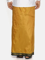 Men Mustard Colour Art Silk Readymade Pocket Dhoti.