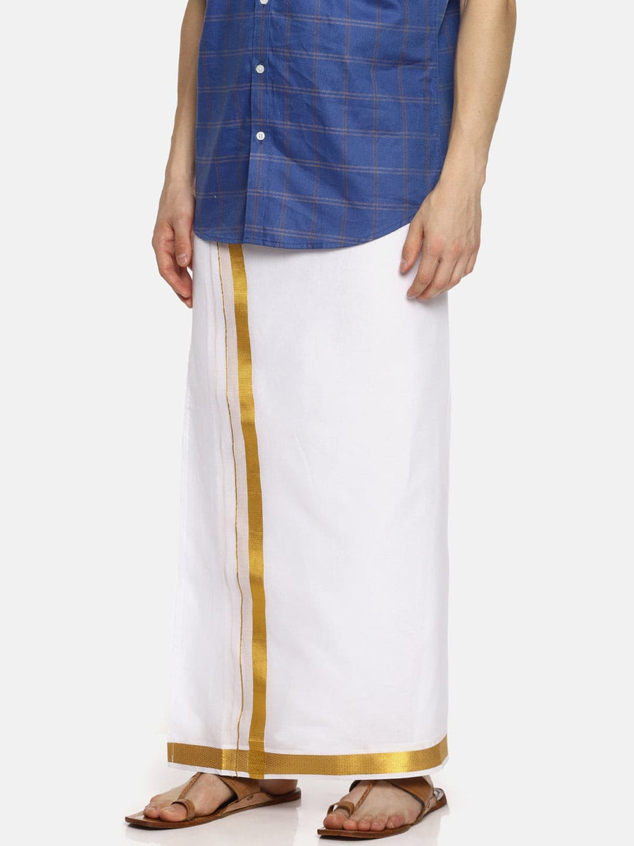 Men White Colour Cotton Readymade Pocket Dhoti.