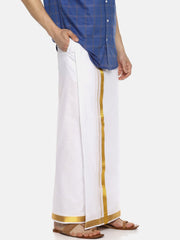Men White Colour Cotton Readymade Pocket Dhoti.