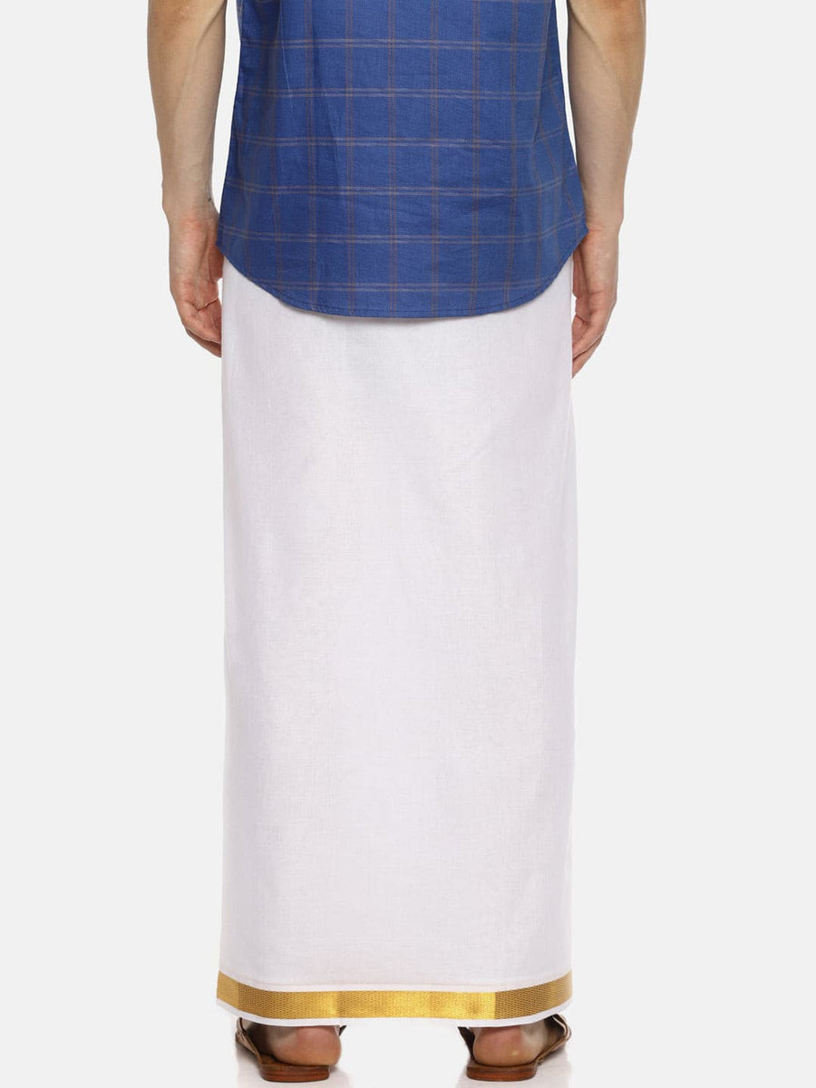 Men White Colour Cotton Readymade Pocket Dhoti.