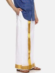 Men White Colour Cotton Readymade Pocket Dhoti.