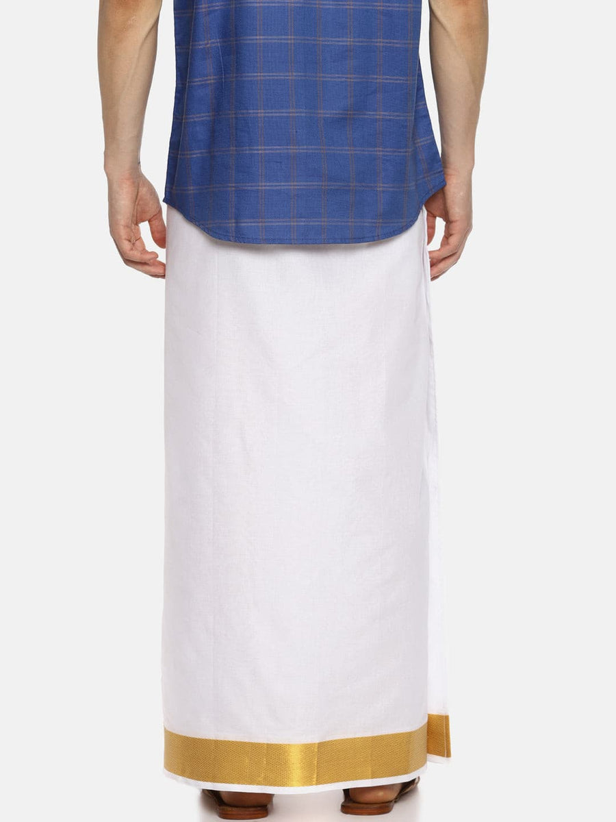 Men White Colour Cotton Readymade Pocket Dhoti.