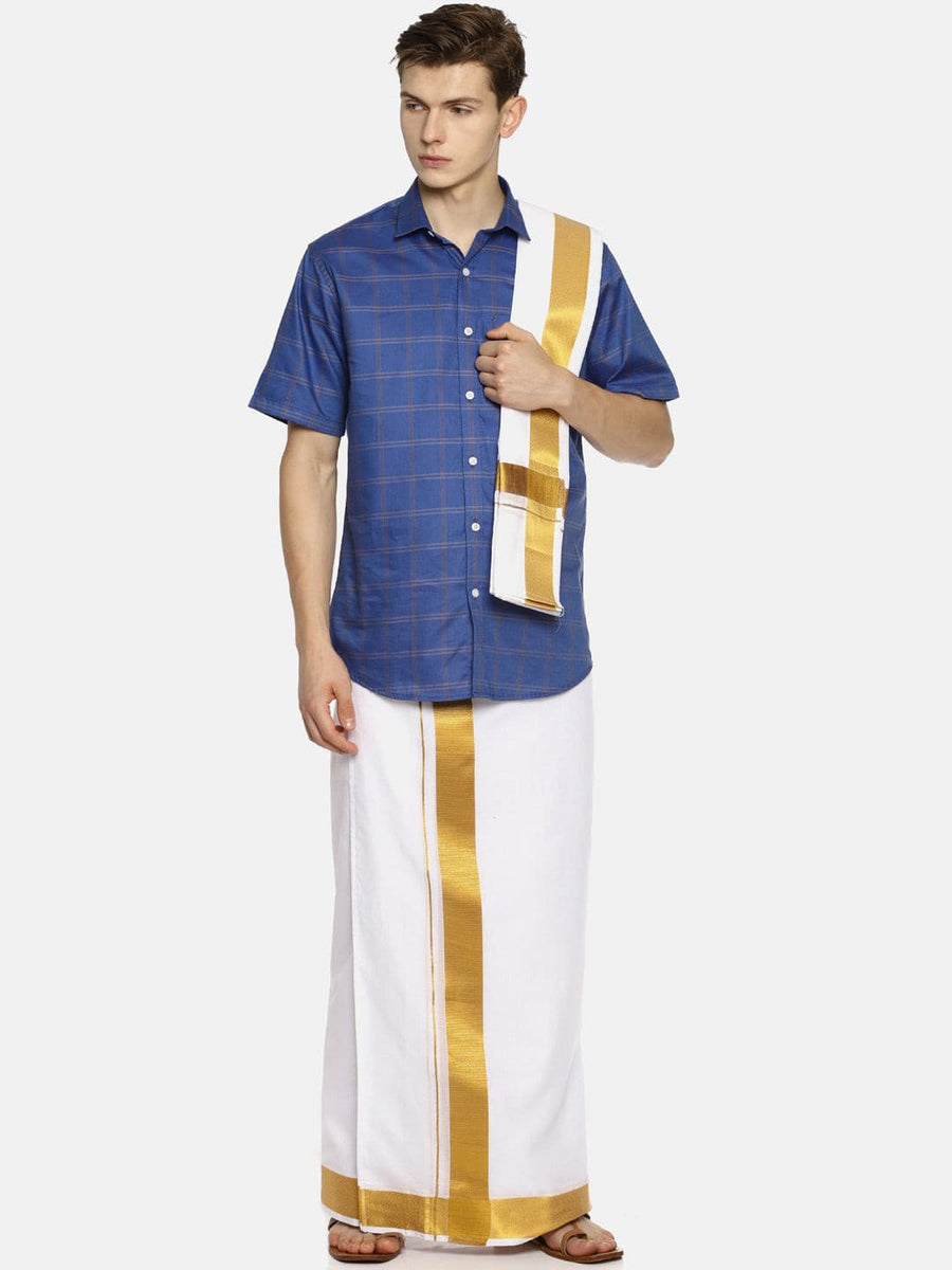 Men White Colour Cotton Readymade Pocket Dhoti.