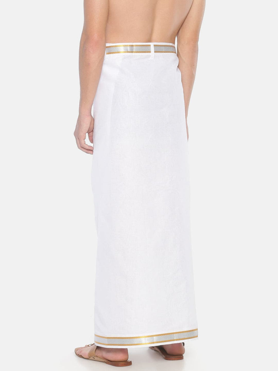 Men White Colour Cotton Readymade Pocket Dhoti.