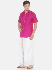 Men White Colour Cotton Readymade Pocket Dhoti.