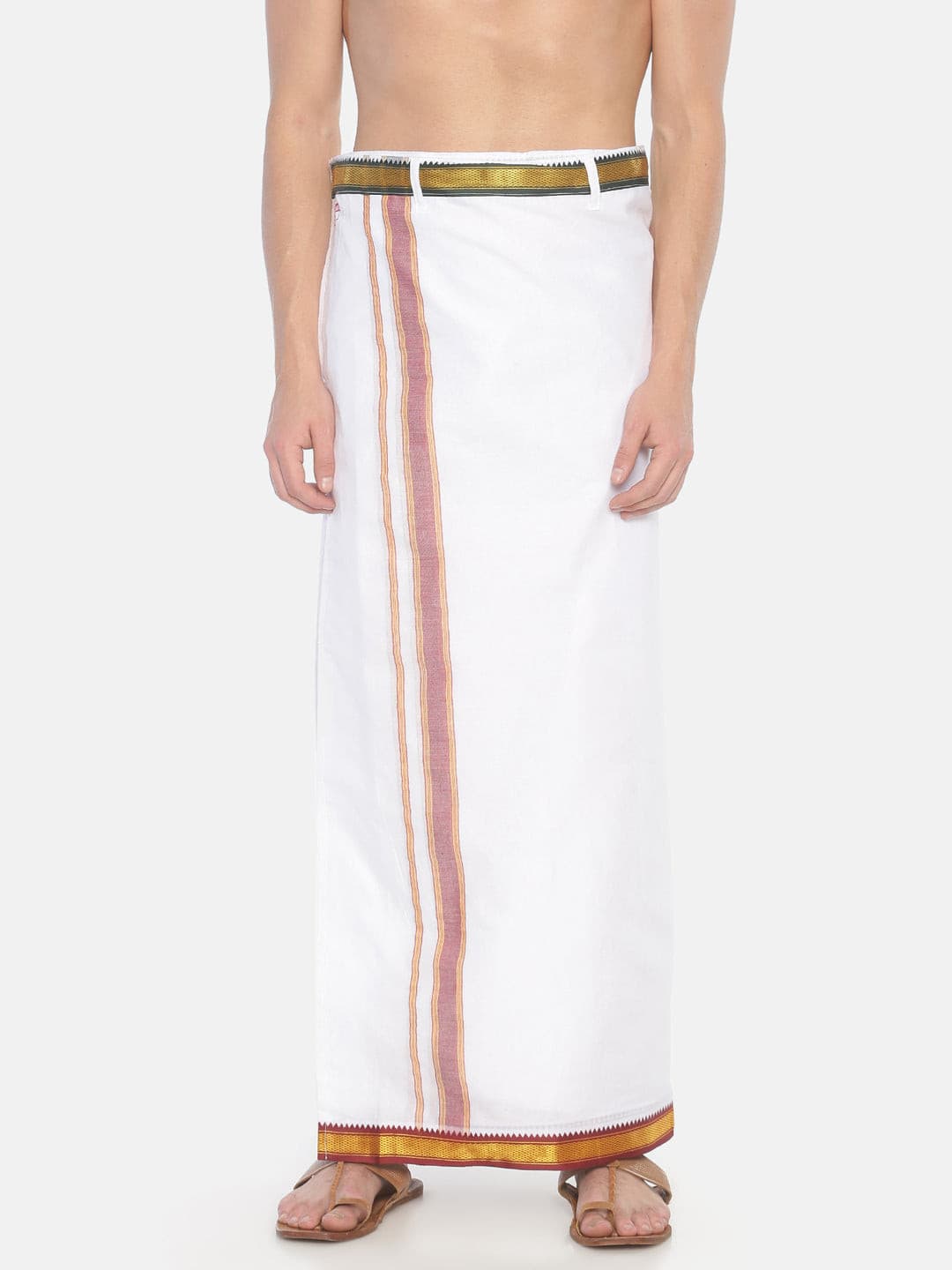 Men White Colour Cotton Readymade Pocket Dhoti