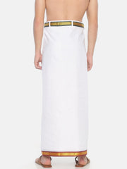 Men White Colour Cotton Readymade Pocket Dhoti.
