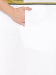 Men White Colour Cotton Readymade Pocket Dhoti.