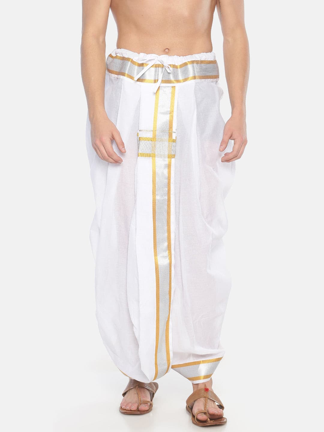 Men White Colour Cotton Dhoti Pant / Panjakejam