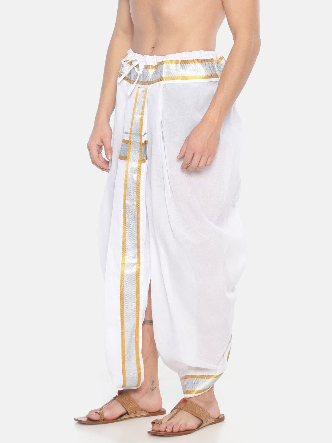 Men White Colour Cotton Dhoti Pant / Panjakejam