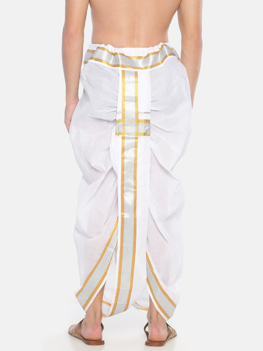 Men White Colour Cotton Dhoti Pant / Panjakejam