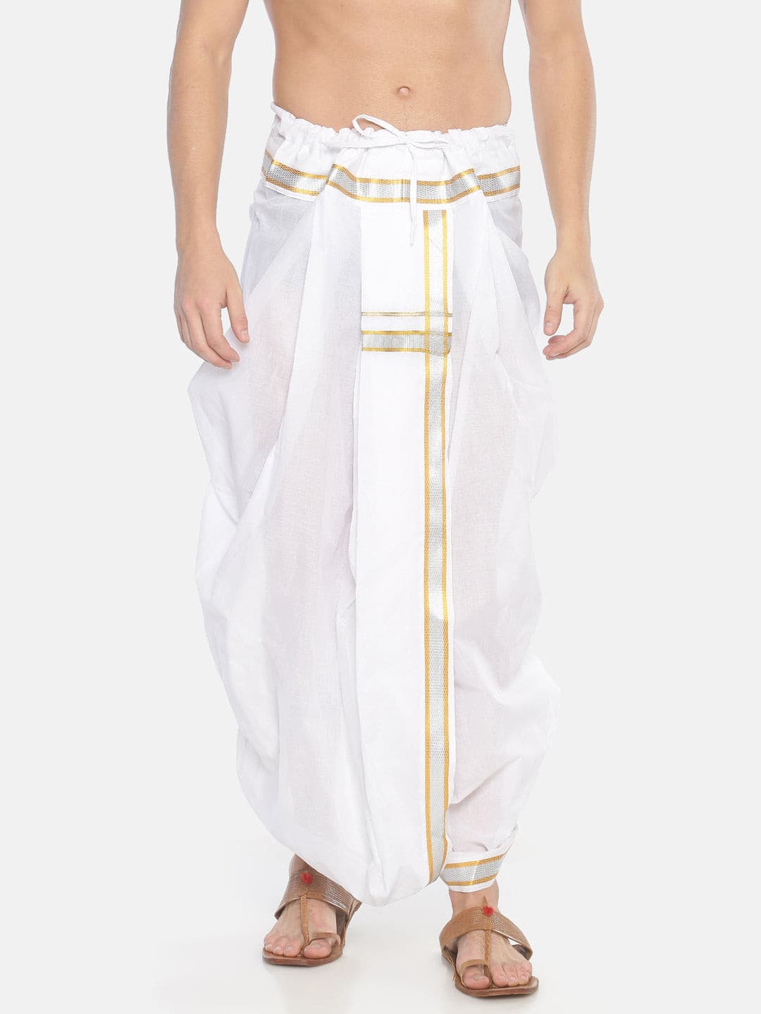 Men White Colour Cotton Dhoti Pant / Panjakejam