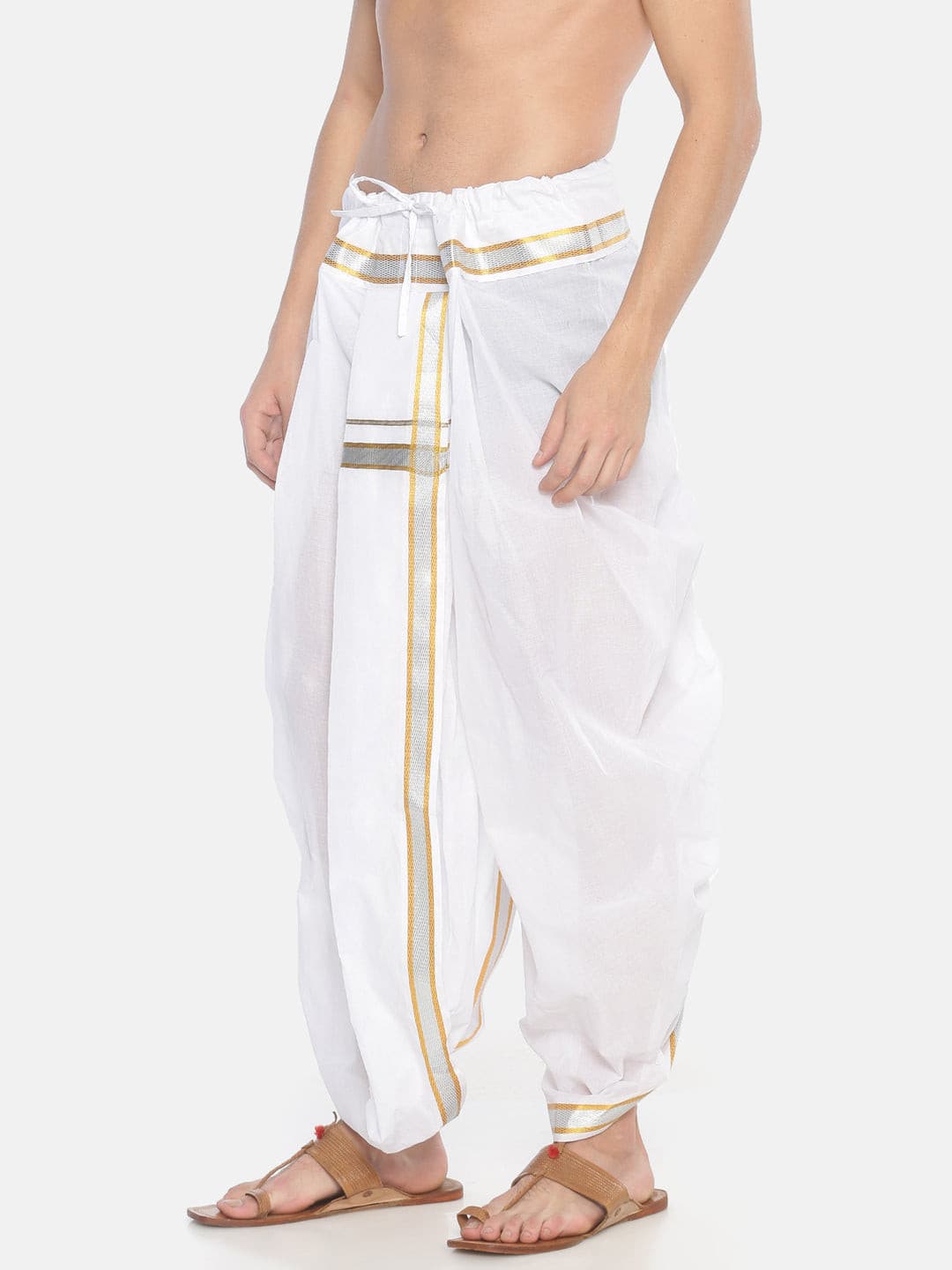 Men White Colour Cotton Dhoti Pant / Panjakejam