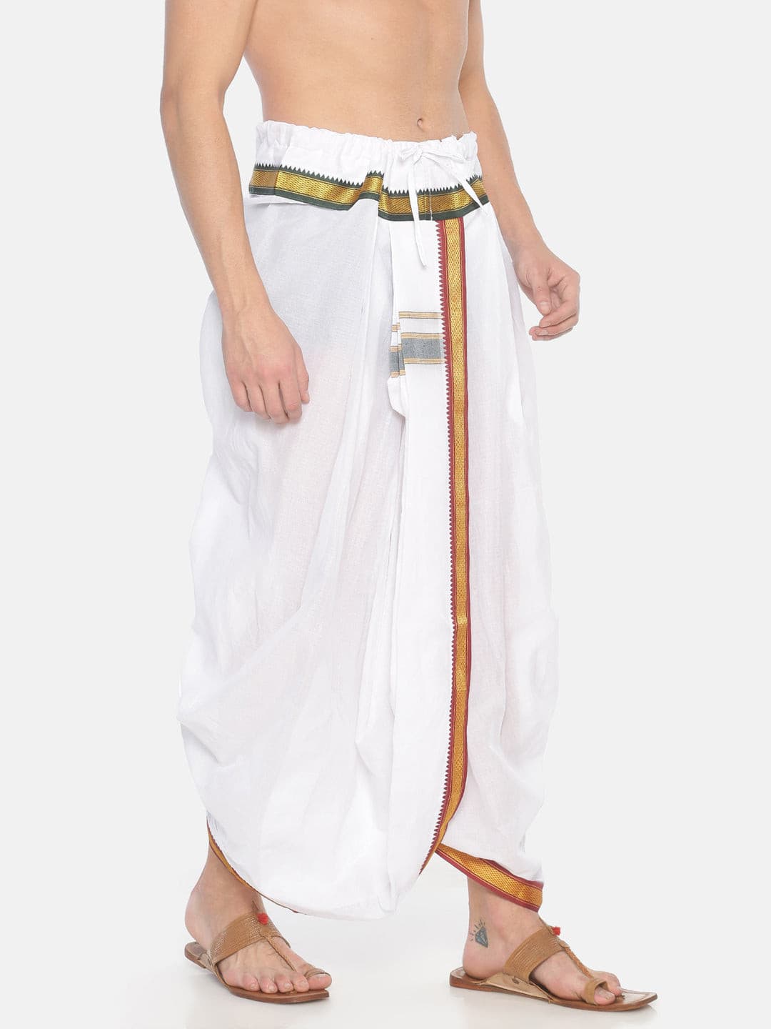 Men White Colour Cotton Dhoti Pant / Panjakejam