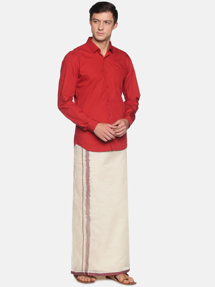 Men Cotton Off White Colour Traditional Mundu / Regular Dhoti.