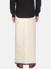 Men Cotton Off White Colour Traditional Regular Mundu / Dhoti.