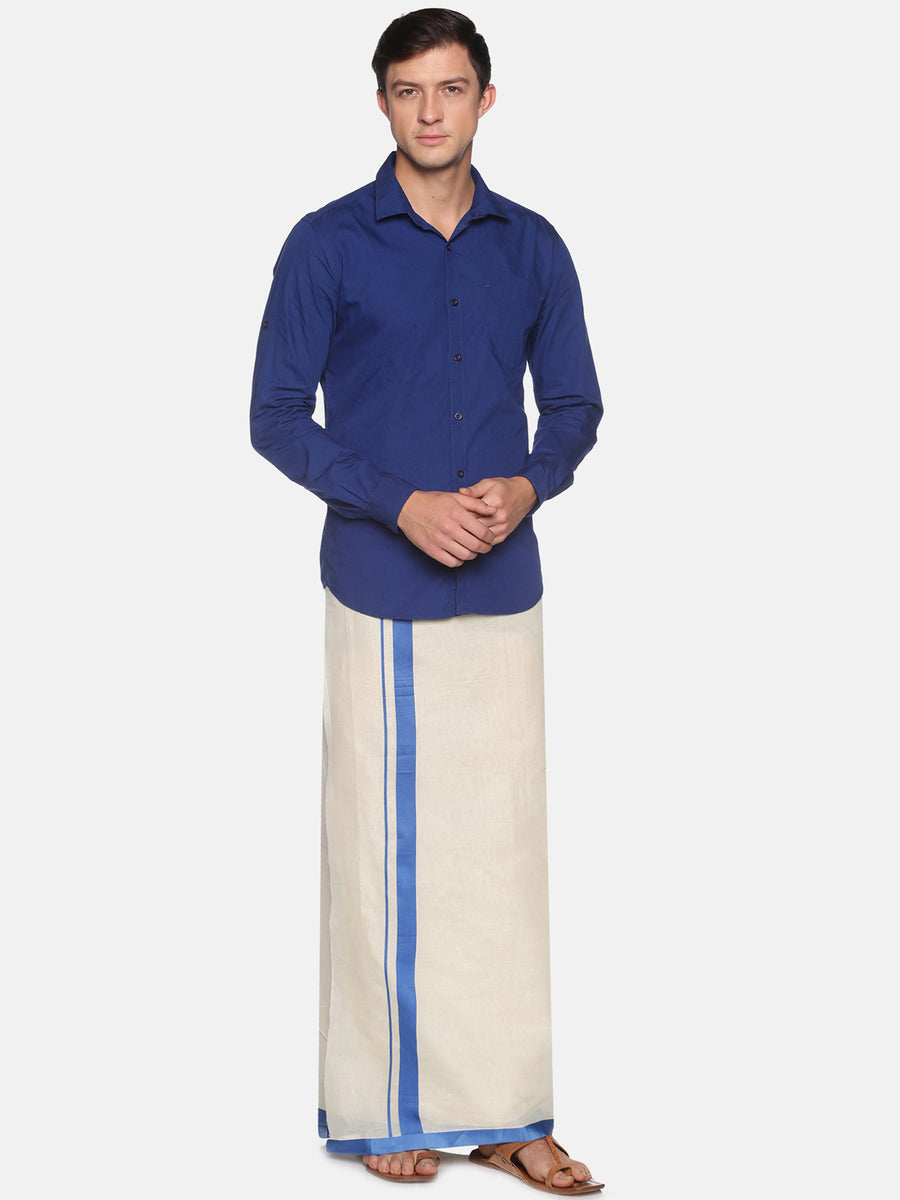 Men Cotton Off White Colour Traditional Mundu / Regular Dhoti