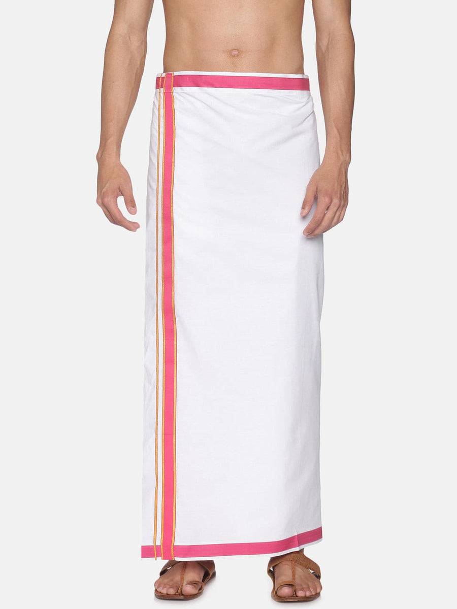 Men White Colour Cotton Readymade Pocket Dhoti