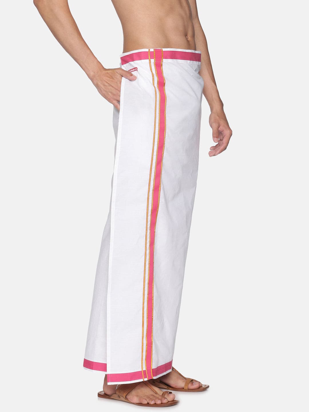 Men White Colour Cotton Readymade Pocket Dhoti