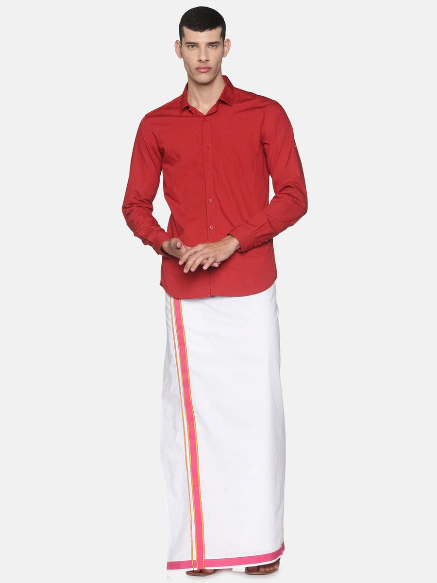 Men White Colour Cotton Readymade Pocket Dhoti
