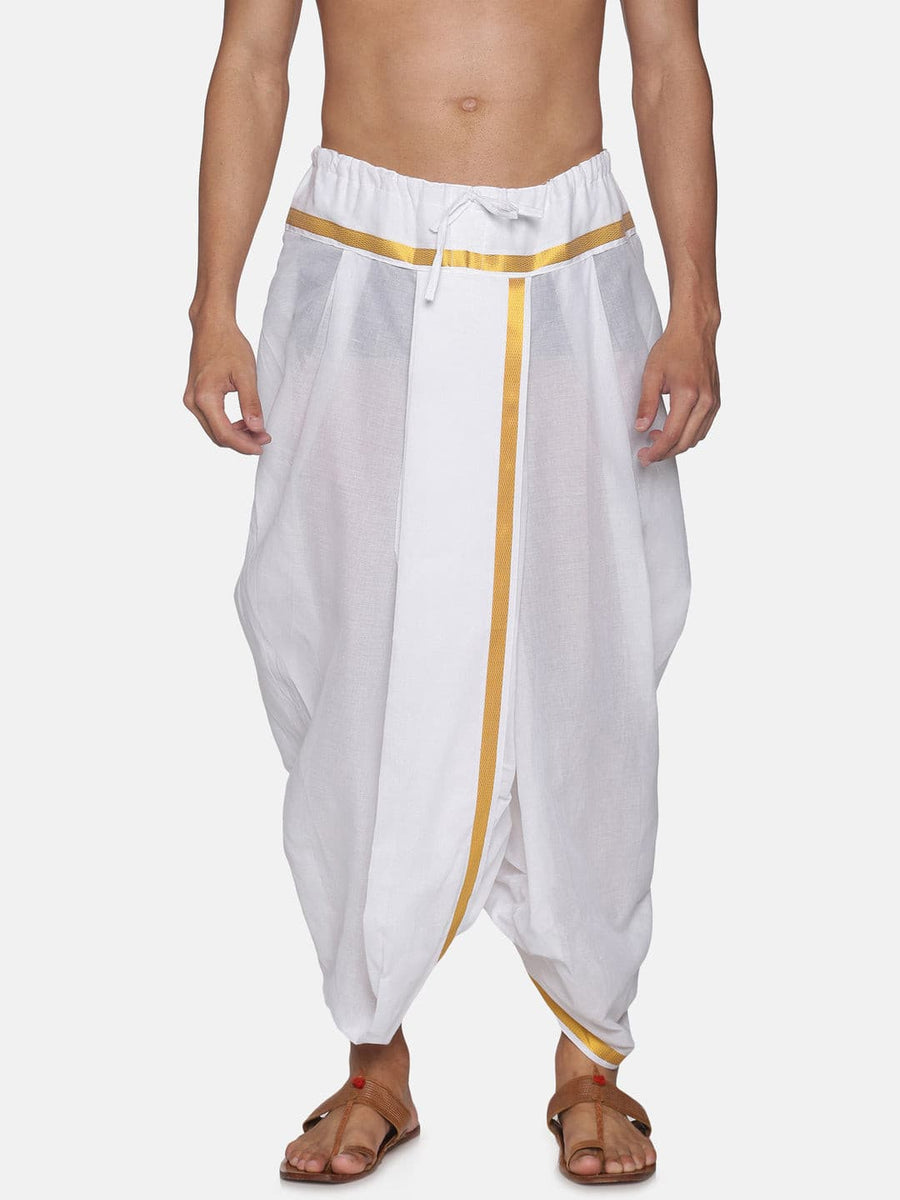 Men White Colour Cotton Dhoti Pant / Panjakejam