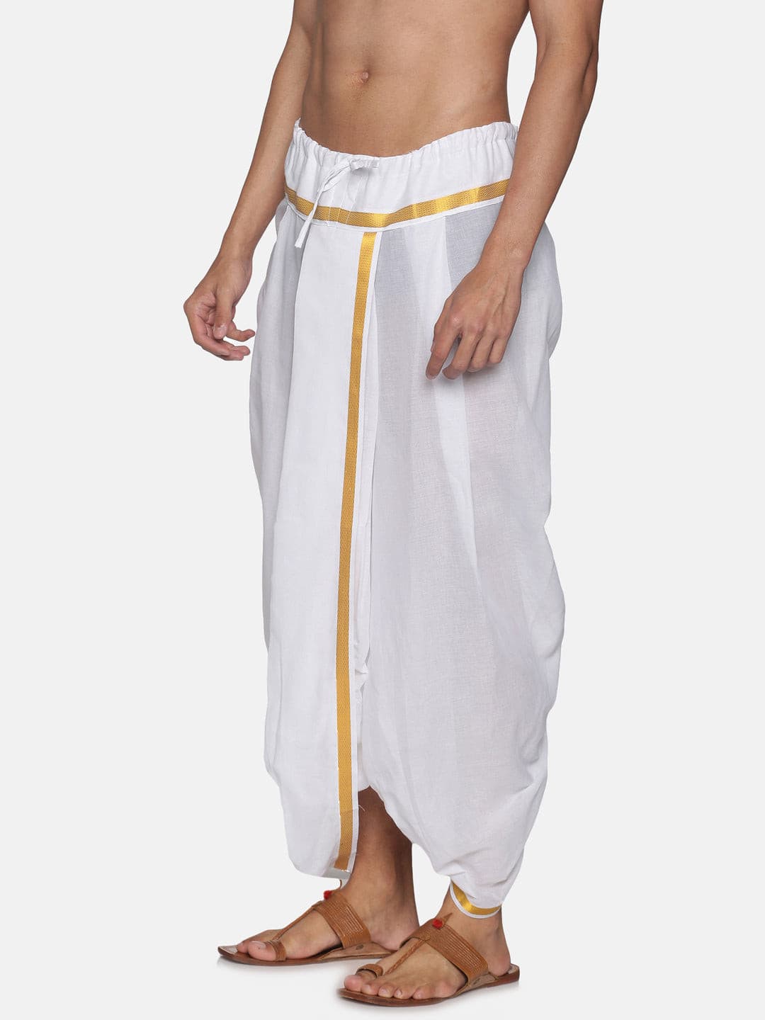 Men White Colour Cotton Dhoti Pant / Panjakejam