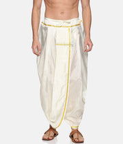 Men Off White Colour Polyester Viscose Dhoti Pant / Panjakejam.