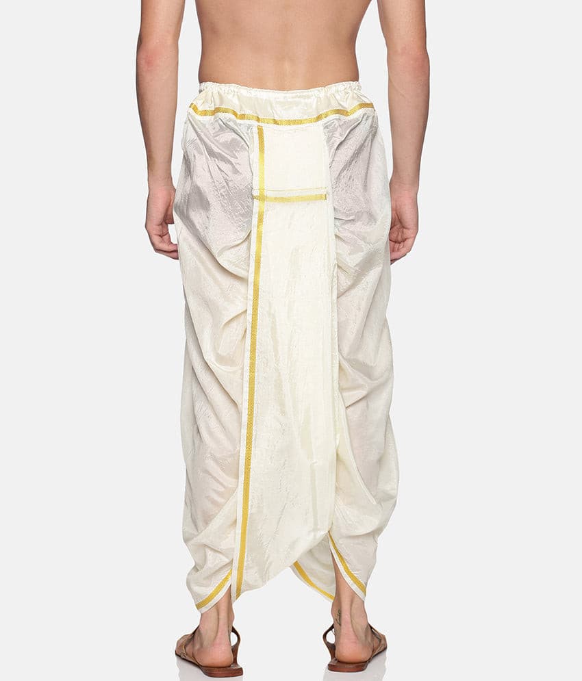 Men Off White Colour Polyester Viscose Dhoti Pant / Panjakejam.